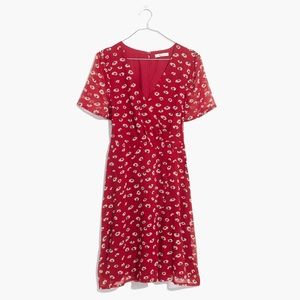 Madewell Seattle Red Floral Silk Dress Size 0